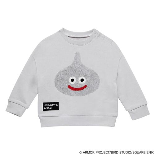 ドラクエベビー＆キッズ サガラ刺繍スウェットシャツ メタルスライム(グレー×約90cm)