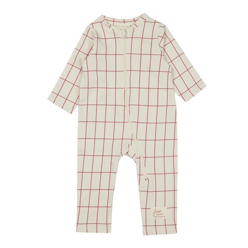 【FirstCloset×mioさん】 長袖ファスナーオール 格子柄 裏毛 ナチュラル×80cm ベビーザらス限定