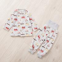 長袖腹巻パジャマ フリース 働く車柄 グレー×80cm