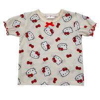 Hello Kitty ハローキティ 半袖パジャマ メッシュ 総柄丸首 アイボリー&times;120cm