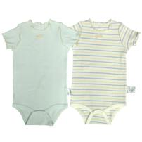 半袖ロンパース肌着 2枚組 リブメローボーダー ミント&times;70cm ベビーザらス限定