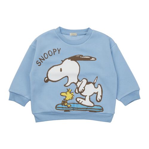 SNOOPY スヌーピー 長袖デイリートレーナー 起毛 スケートボード ブルー×90cm ベビーザらス限定