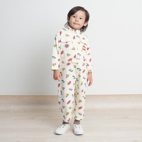 【TOMICA kie_158さんプロデュース】TOMICA トミカ つなぎ オーバーオール ホワイト×100cm