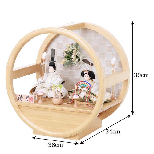 【雛人形】親王飾り 円形市松アレンジフラワー