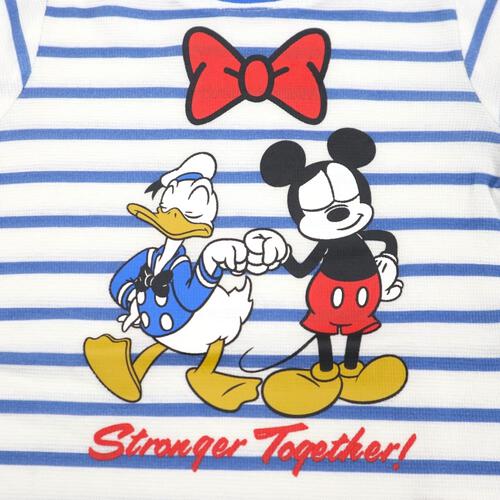 ディズニー 半袖ロンパース ボーダー ドナルドダック 90周年(ブルー&times;70cm) ベビーザらス限定