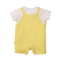 monpoke モンポケ 半袖ロンパース ギンガムチェック サロペット型 イエロー&times;80cm 