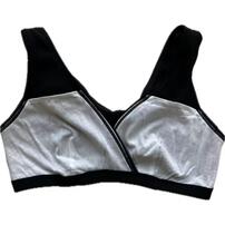 ハーフトップ リブ編み ２枚組 ブラック×L MU