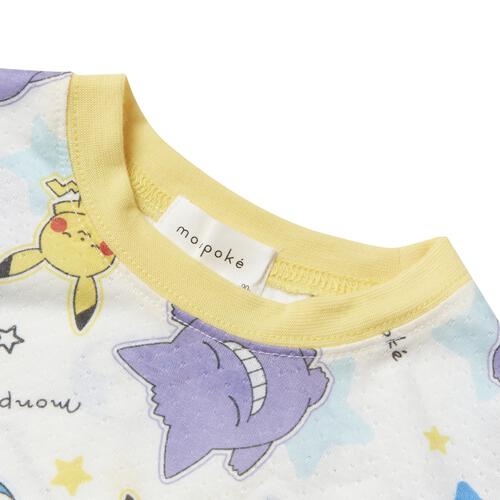 monpoke モンポケ 半袖パジャマ 総柄 腹巻付き イエロー&times;90cm