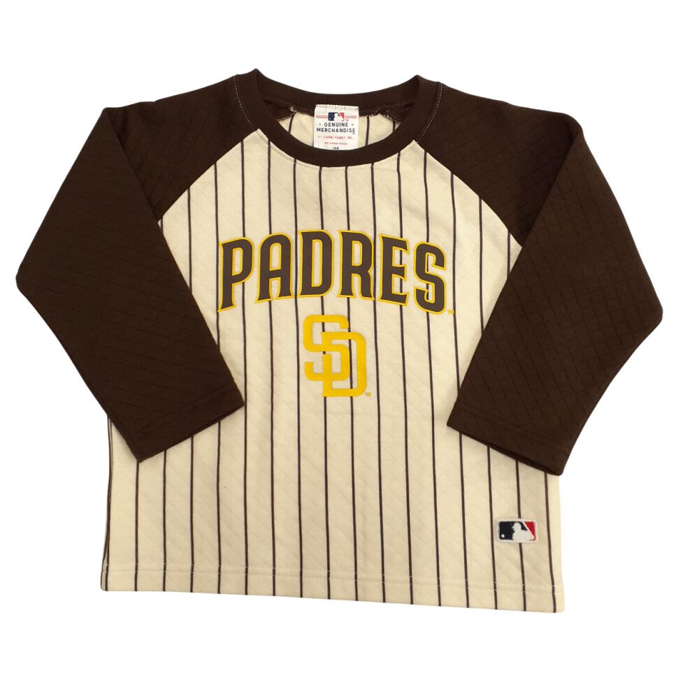 MLBパドレス 長袖パジャマ 裏綿ダイヤキルト 丸首 ブラック×90cm