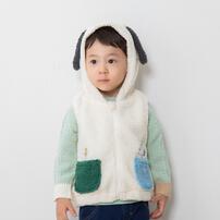 SNOOPY スヌーピー ベスト フード付き ナチュラル×95cm