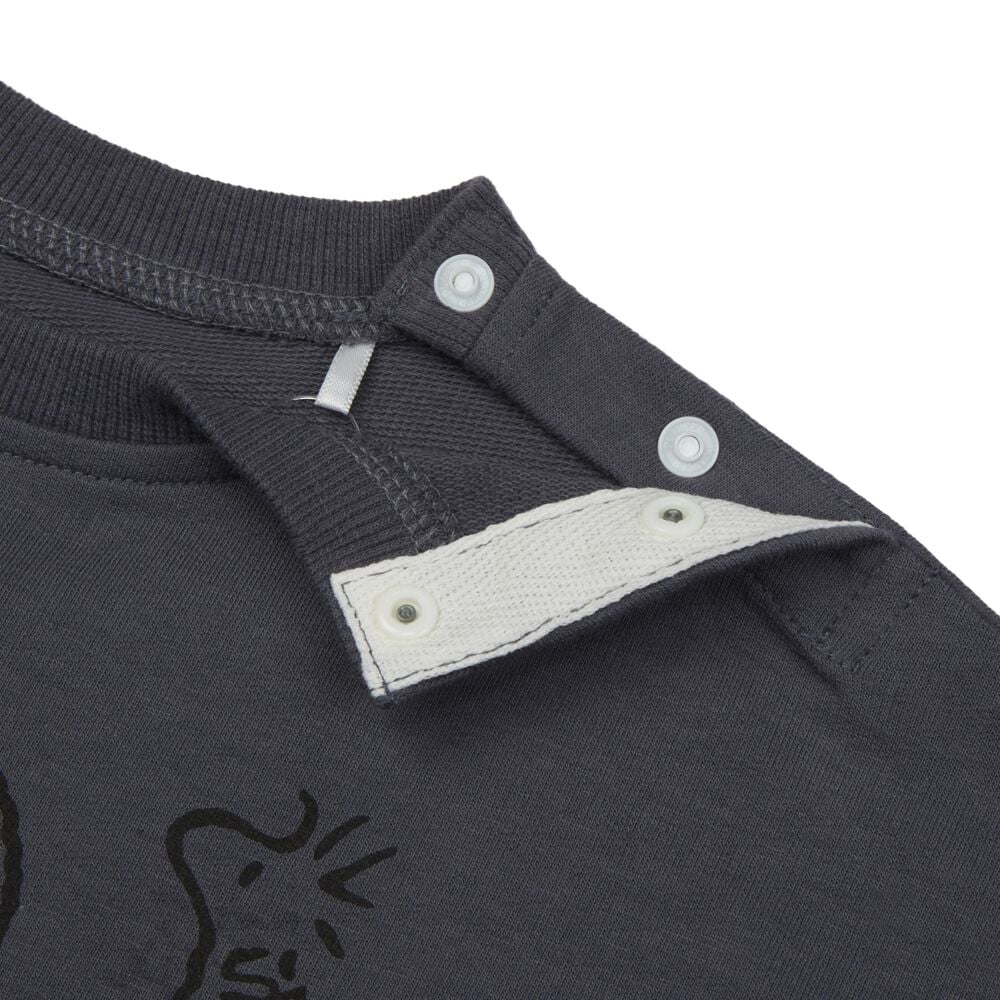 SNOOPY 長袖ボディースーツ スヌーピー チャコール×70-80cm ベビーザら