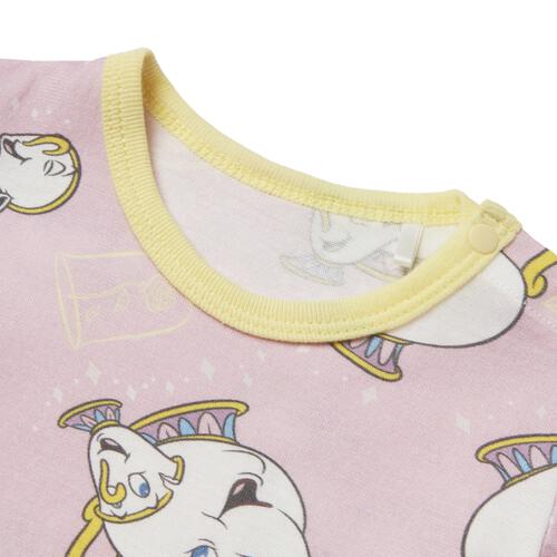 ディズニー 半袖ボディスーツ 総柄 ポット婦人＆チップ ピンク&times;80cm