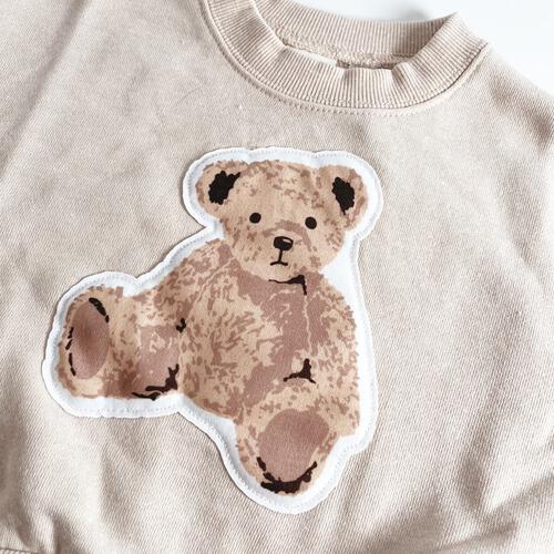 COJIKA プリントアップリケデイリートレーナー 裏毛 クマ ベージュ×90cm ベビーザらス限定