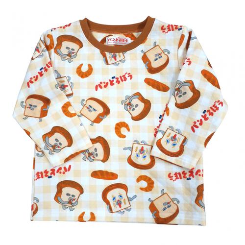 パンどろぼう 長袖パジャマ 裏綿ダイヤキルト 丸首 クリーム×100cm ベビーザらス限定