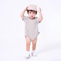 POLO BCS ボーダー半袖ボディスーツ ブラウン&times;80cm ベビーザらス限定