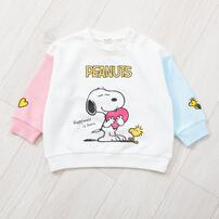 SNOOPY スヌーピー トレーナー 袖配色 ホワイト&times;80cm