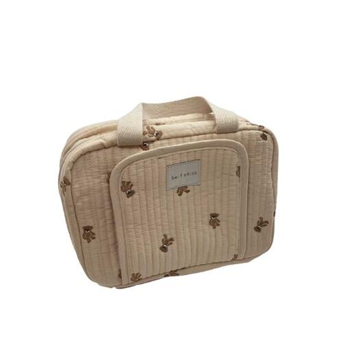 ヌビ おむつポーチ くま柄 ベージュ