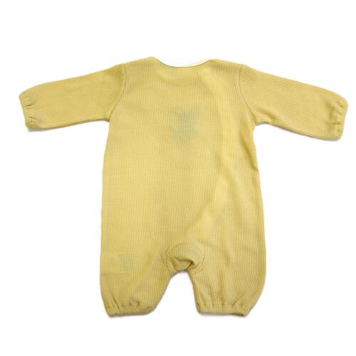 【ベビー&times;ペットコレクション】長袖前開きフィットオール ポケット付き 犬 イエロー&times;60-70cm