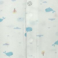 2枚組袖なし前開きロンパース肌着 防汚 ギンガム&times;くじら パステルブルー&times;80cm ベビーザらス限定