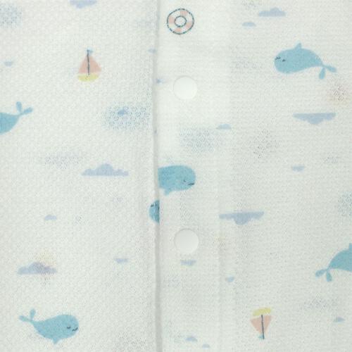 2枚組袖なし前開きロンパース肌着 防汚 ギンガム&times;くじら パステルブルー&times;80cm ベビーザらス限定