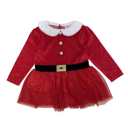 クリスマスチュチュワンピース 女の子 キッズ 子供 サンタ サンタクロース 衣装 ドレスベロア レッド×120cm ベビーザらス限定