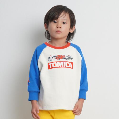 【TOMICA kie_158さんプロデュース】TOMICA トミカ 長袖トレーナー 前後着用デザイン ブルー×110cm