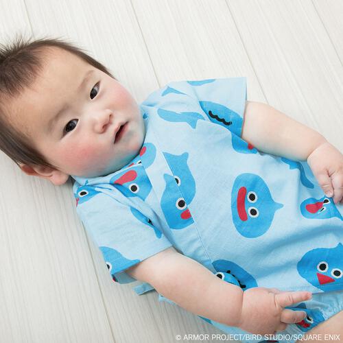 ドラクエベビー＆キッズ 甚平ロンパース スライムぴぴぴ ブルー&times;80cm