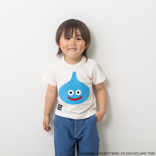 ドラクエベビー＆キッズ 半袖Tシャツ サガラ刺繍 スライム ホワイト&times;130cm