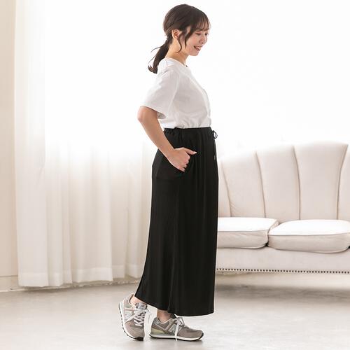 ランダムテレコマキシスカート ブラック×M-L