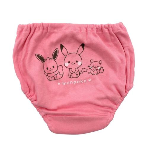 monpoke モンポケ 3枚組ショーツ 総柄×ワンポイント(ピンク×120cm)