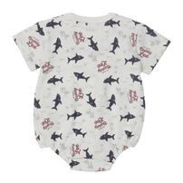 BUDDYLEE 半袖ボディスーツ ポケット付き サメ総柄 ホワイト&times;70cm