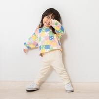 COJIKA 10分丈デイリーパンツ 裏シャギー テレコ無地 ホワイト&times;90cm ベビーザらス限定