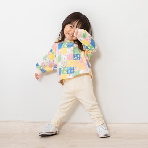 COJIKA 10分丈デイリーパンツ 裏シャギー テレコ無地 ホワイト&times;90cm ベビーザらス限定