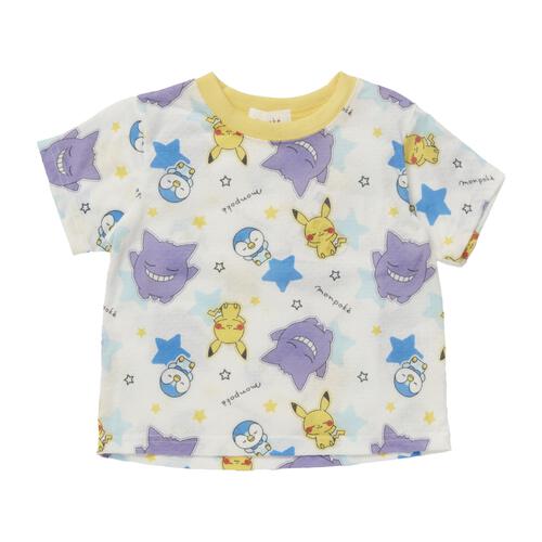 monpoke モンポケ 半袖パジャマ 総柄 腹巻付き イエロー&times;90cm