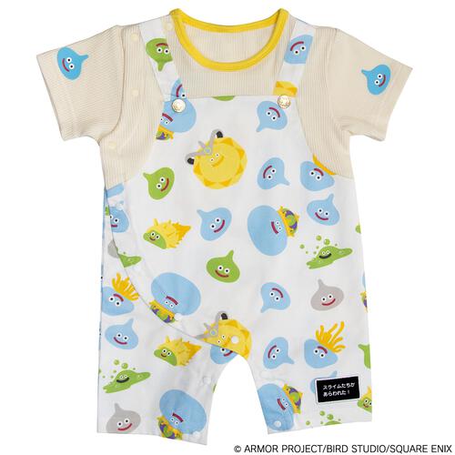 ドラクエベビー＆キッズ サロペット風半袖ロンパース スライムたち ホワイト&times;70cm