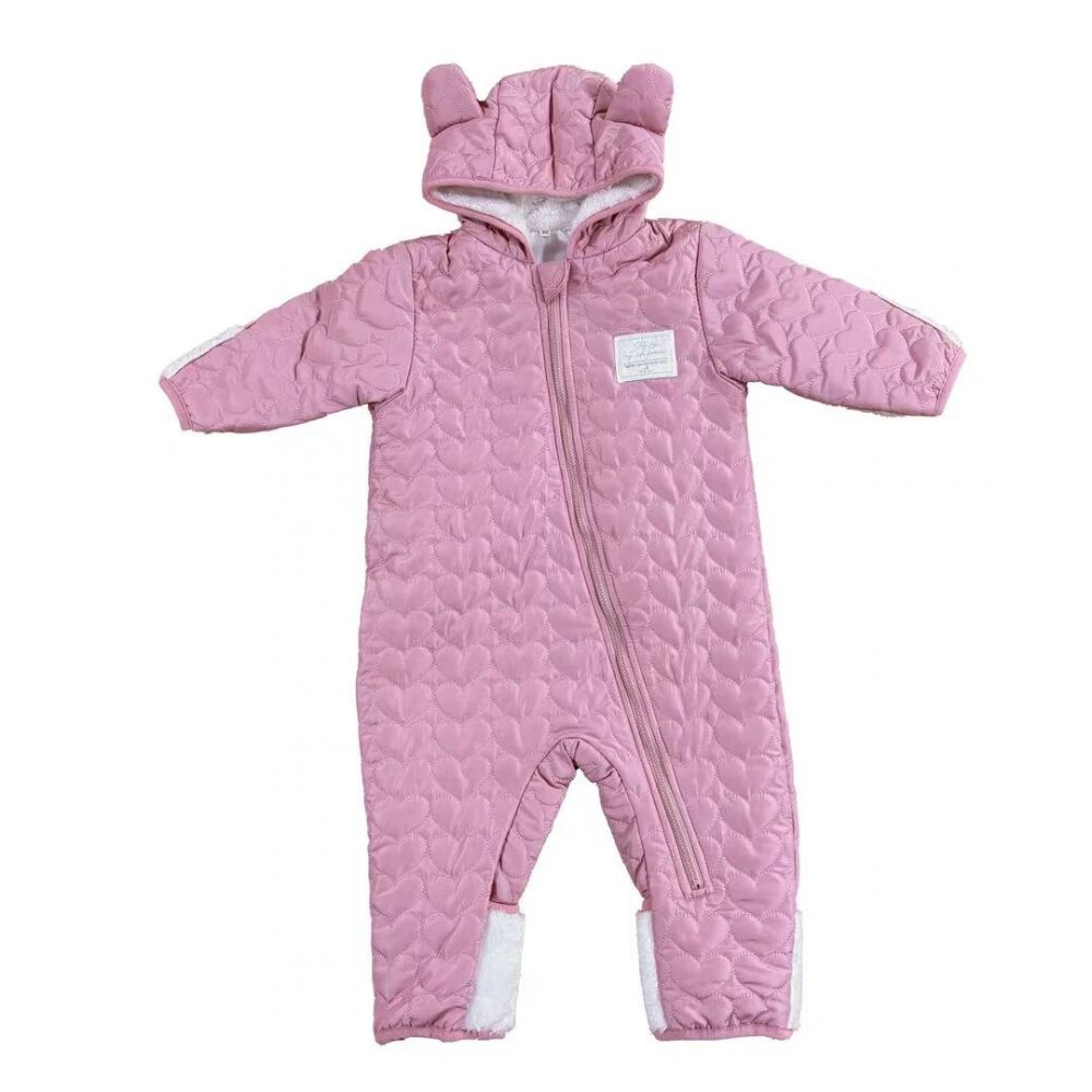 ジャンプスーツ くまみみ ハート柄 ブライトピンク×80cm | マタニティ