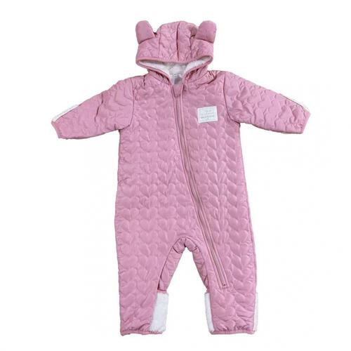 ジャンプスーツ くまみみ ハート柄 ブライトピンク×80cm