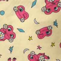 けけちゃま 長袖パジャマ 裏綿ダイヤキルト 総柄丸首 クリーム&times;110cm