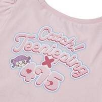 【ティニピン&times;しなこ】半袖Ｔシャツ パフスリーブ 天竺 ピンク&times;120cm