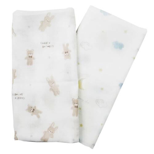 ガーゼ入浴布2枚組(くま＆うさぎ&times;フリー) ベビーザらス限定