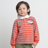 【TOMICA kie_158さんプロデュース】TOMICA トミカ 衿付き ボーダーＴシャツ レッド×100cm