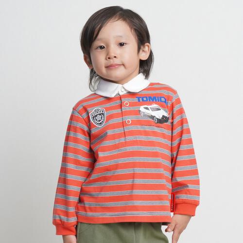 【TOMICA kie_158さんプロデュース】TOMICA トミカ 衿付き ボーダーＴシャツ レッド×100cm