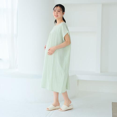 ぽこぽこガーゼの湯上りワンピ グレー×M-L