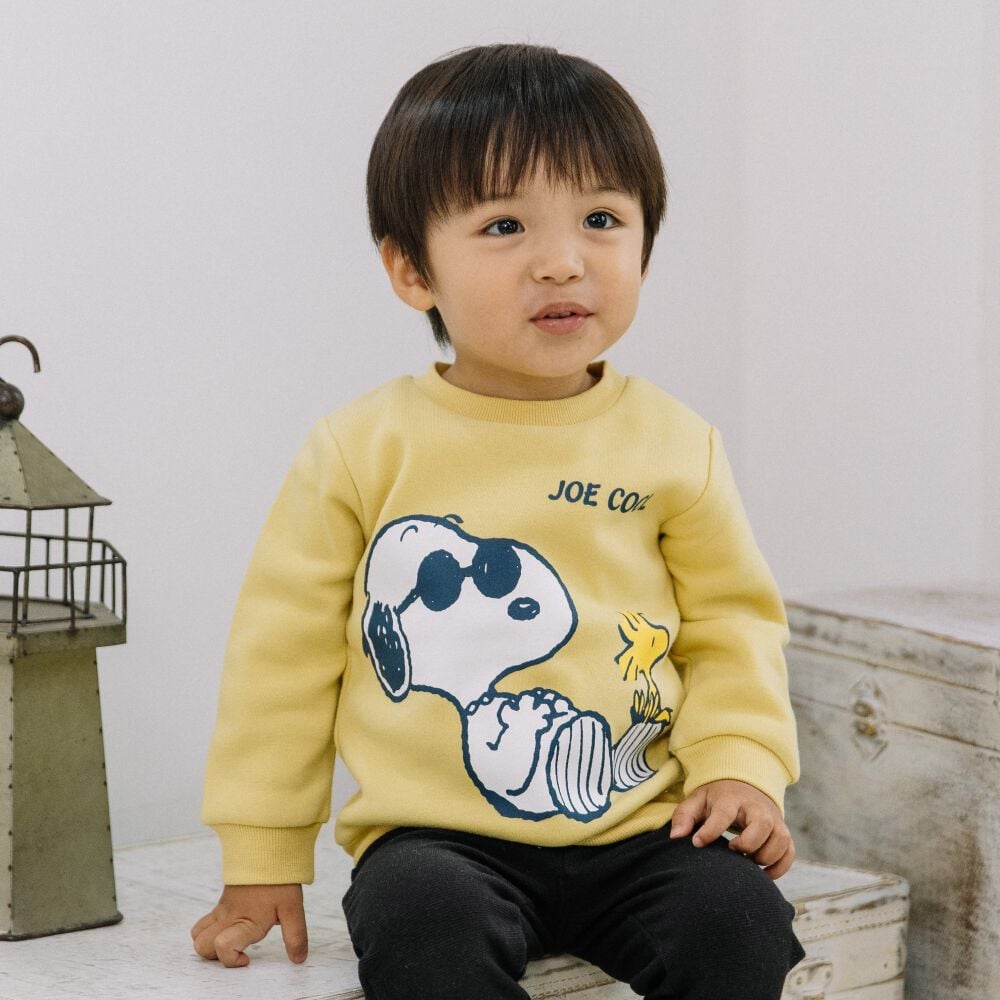SNOOPY スヌーピー 長袖デイリートレーナー 起毛 サングラス イエロー