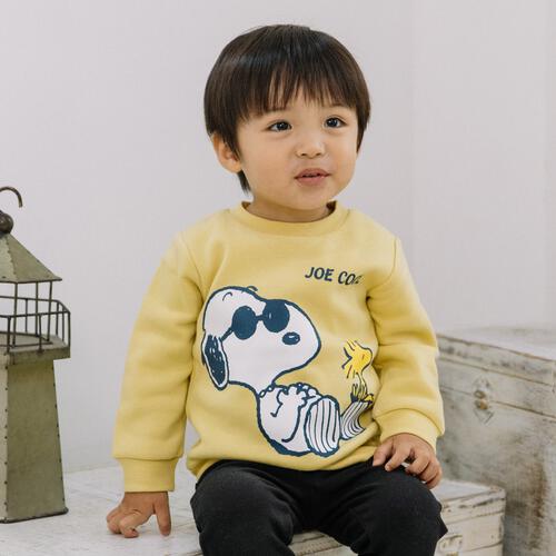 SNOOPY スヌーピー 長袖デイリートレーナー 起毛 サングラス イエロー&times;90cm ベビーザらス限定