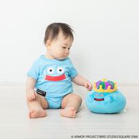 ドラクエベビー＆キッズ パイル半袖ボディスーツ キングスライム ブルー×70cm