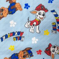 パウパトロール 長袖パジャマ 裏綿ダイヤキルト 総柄丸首 ブルー×110cm