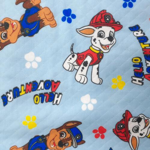 パウパトロール 長袖パジャマ 裏綿ダイヤキルト 総柄丸首 ブルー×110cm