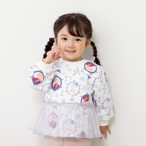 【Sophitica × tsumashi1118さん】Disney アナと雪の女王 裏毛トレーナー 総柄 ホワイト×110cm ベビーザらス限定