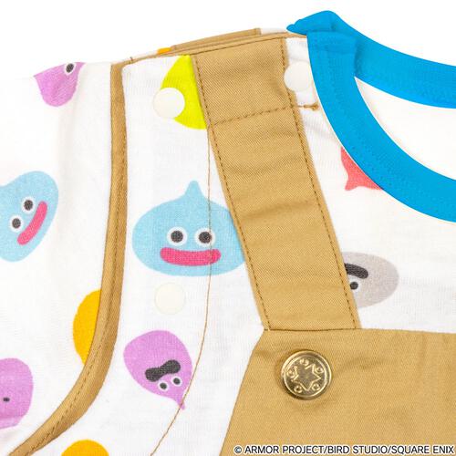 ドラクエベビー＆キッズ サロペット風半袖ロンパース スライムぴぴぴ ベージュ&times;70cm